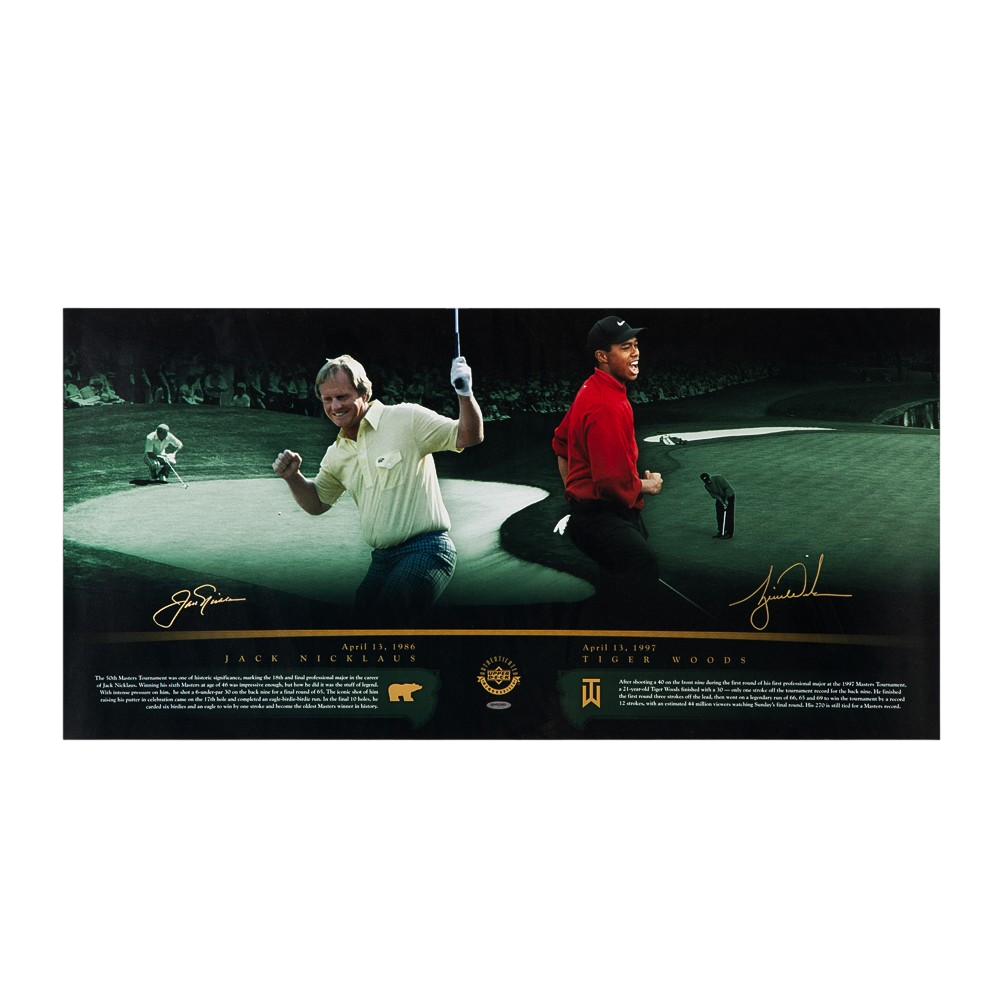 Tiger Woods & Jack Nicklaus "Masterful" 36" x 18"