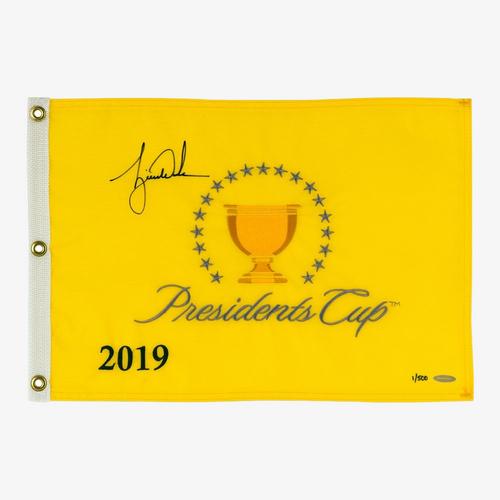 Tiger Woods Autographed 2019 Presidents Cup Pin Flag