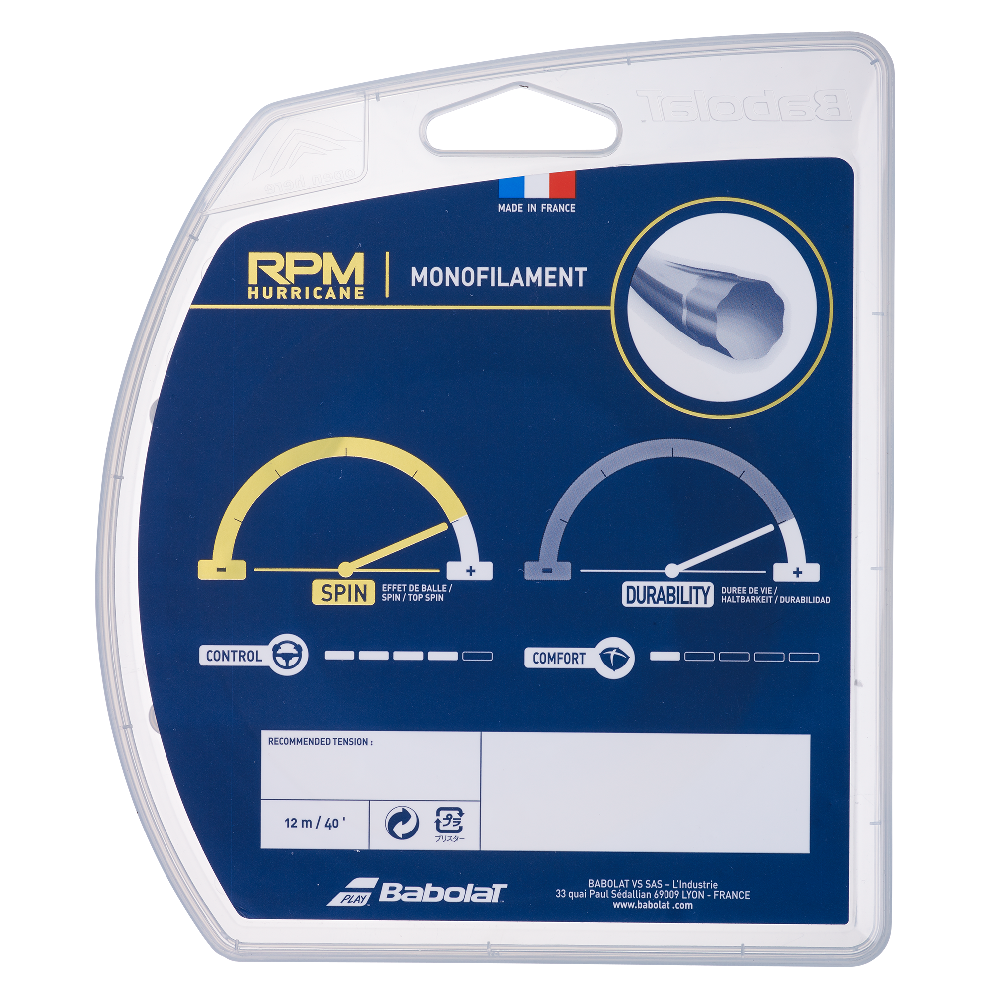 RPM Hurricane 16 Gauge Tennis String - Yellow