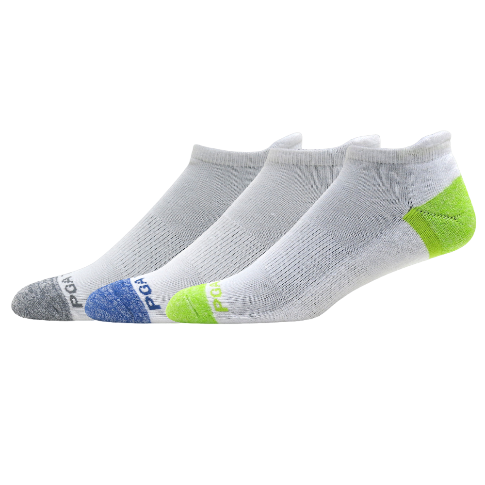 MEN'S PRO SERIES NO SHOW WITH TAB  3-PACK - Lime/Blue/Grey