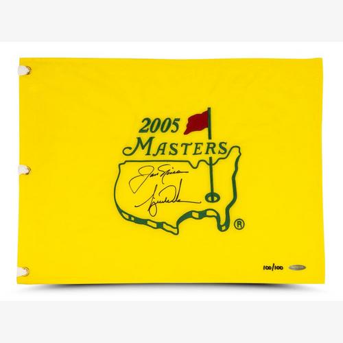 Tiger Woods & Jack Nicklaus Dual Signed 2005 Masters Pin Flag
