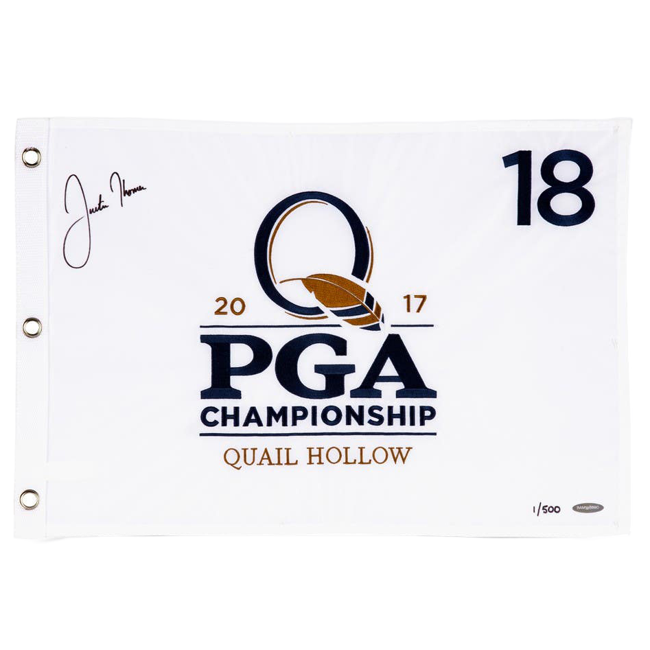 Justin Thomas Autographed 2017 PGA Championship Pin Flag