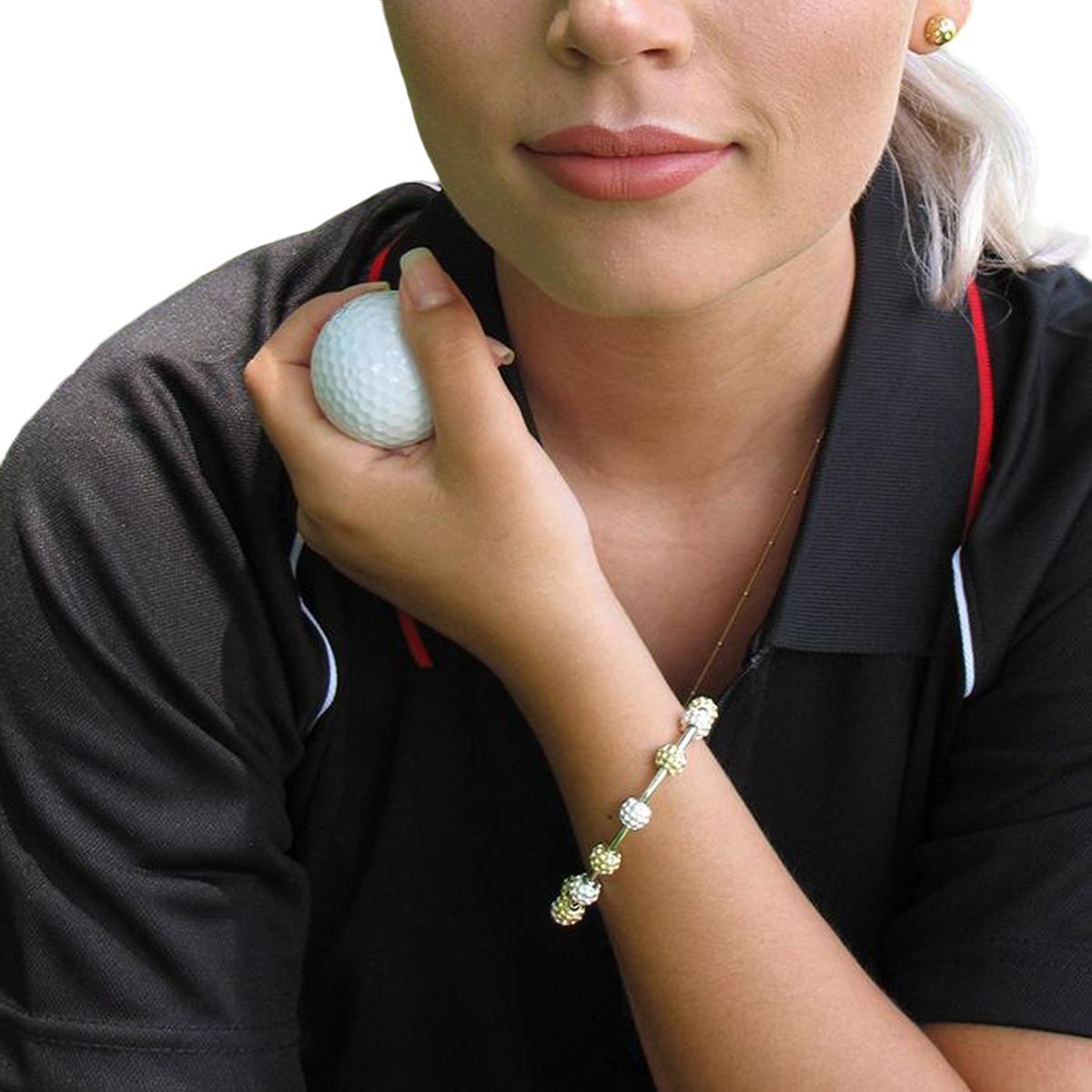 Golf Goddess Two-Tone Golf Ball Bead Stroke Counter Bracelet