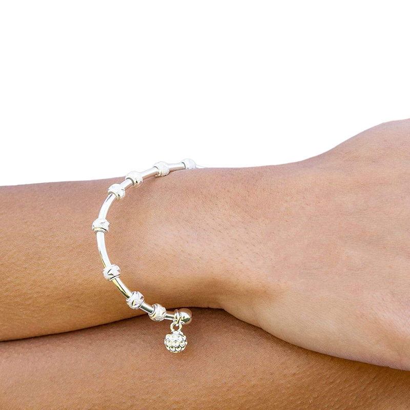 Golf Goddess Silver Stroke Counter Bracelet With Golf Ball Charm