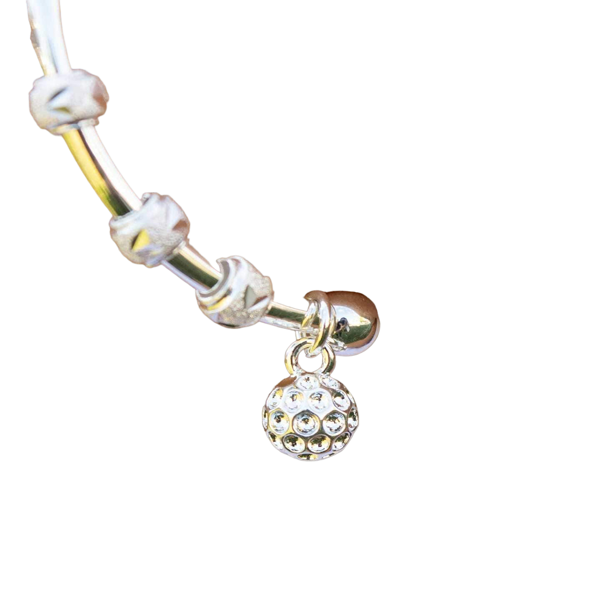 Golf Goddess Silver Stroke Counter Bracelet With Golf Ball Charm