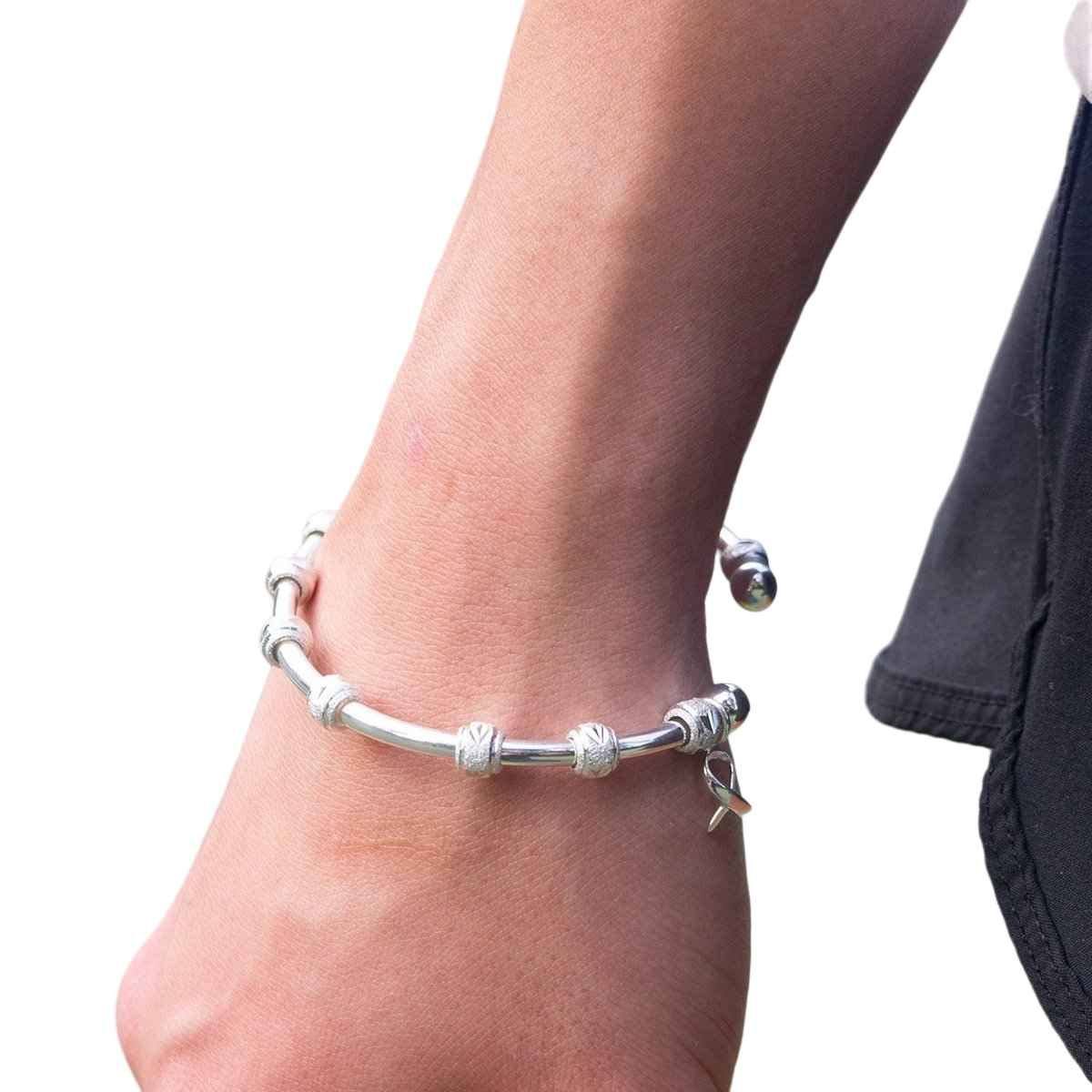 Golf Goddess Silver Stroke Counter Bracelet with Cause Ribbon Charm