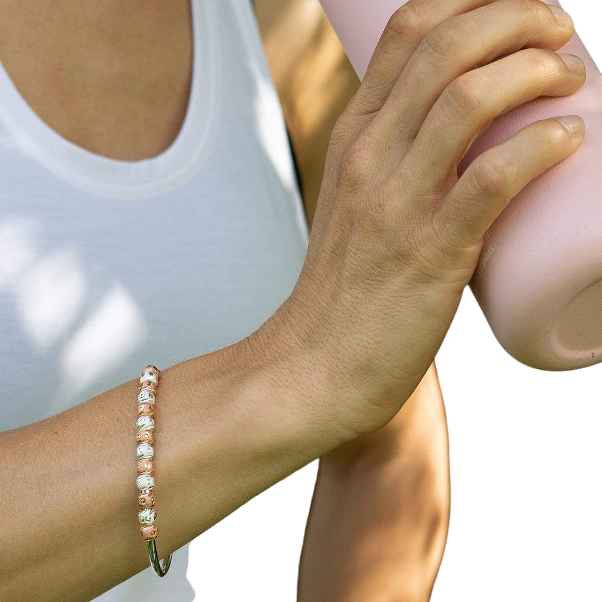 Golf Goddess Two-Tone Silver and Rose Gold Stroke Counter Bracelet