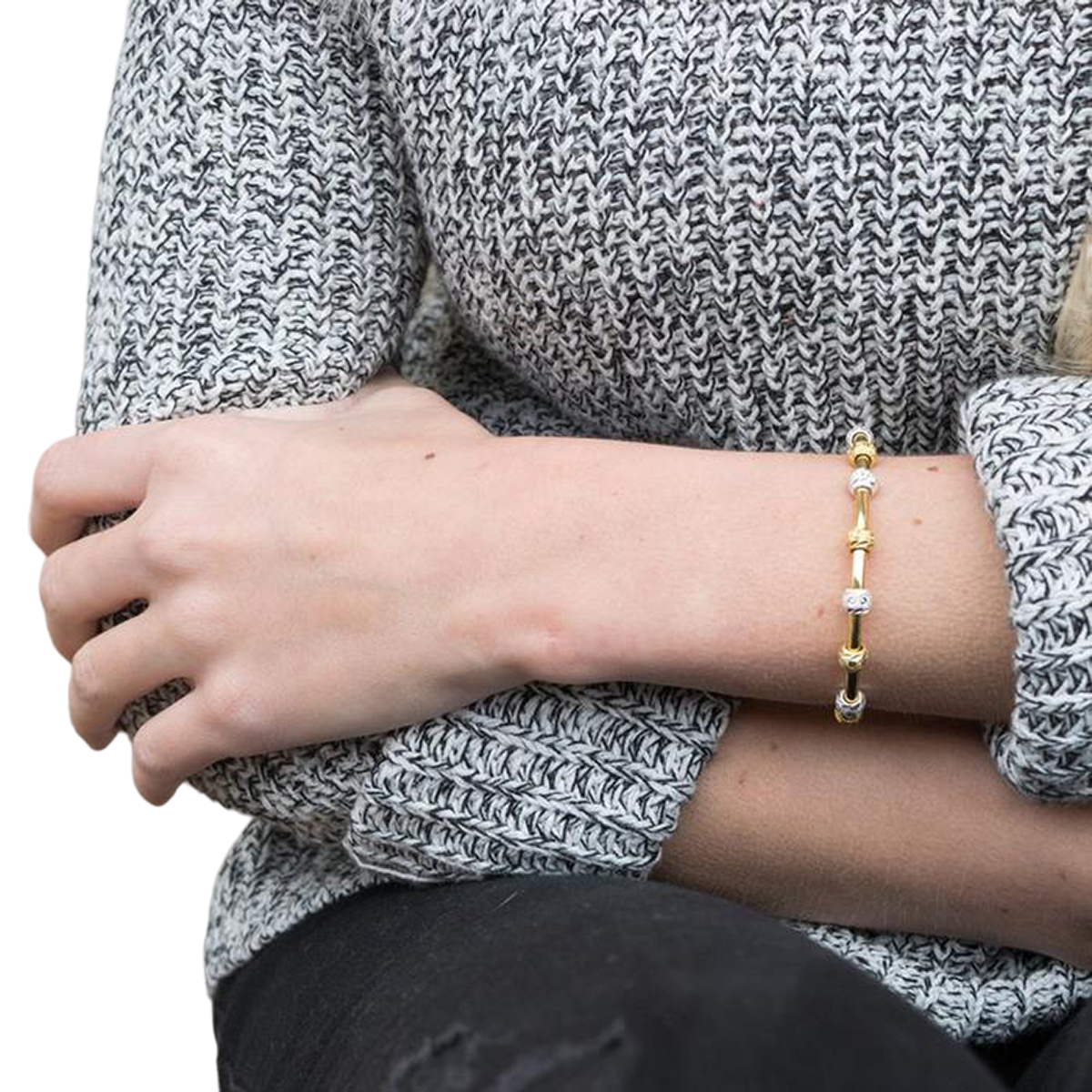 Golf Goddess Two-Tone Gold and Silver Stroke Counter Bracelet