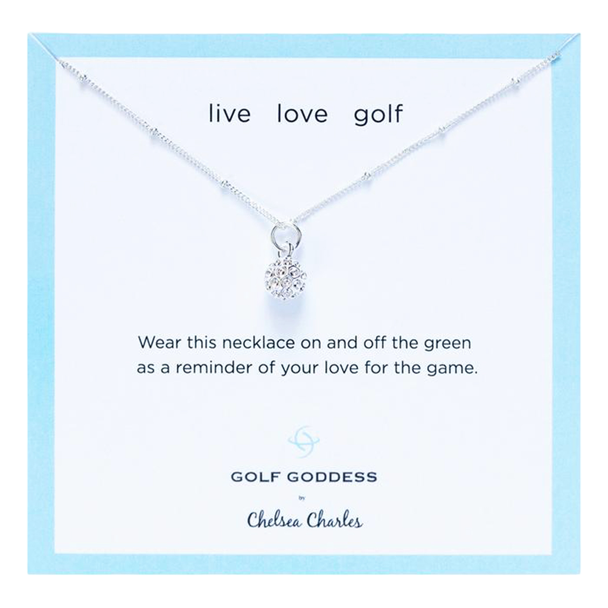 Golf Goddess Silver Golf Ball Charm Necklace