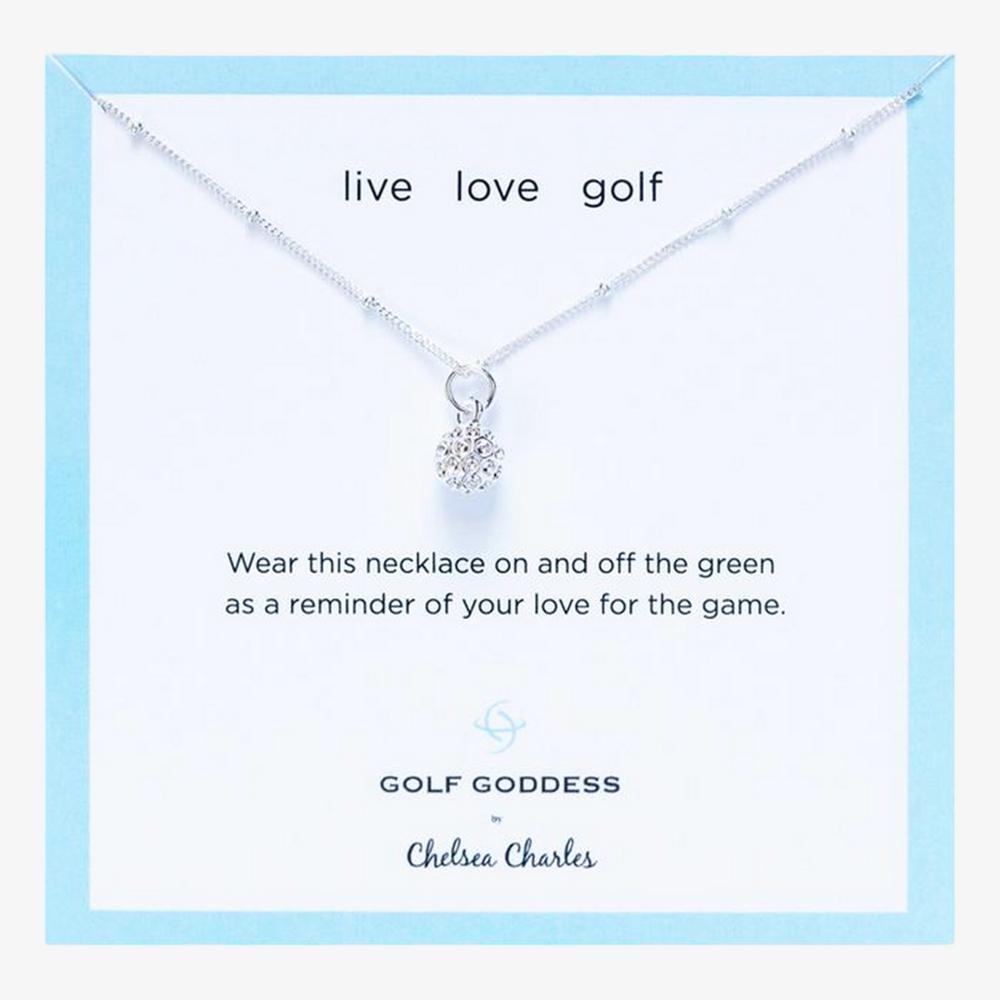 Golf Goddess Silver Golf Ball Charm Necklace