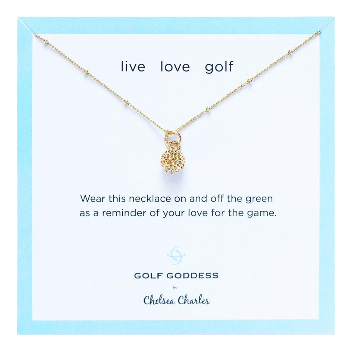 Golf Goddess Gold Golf Ball Charm Necklace