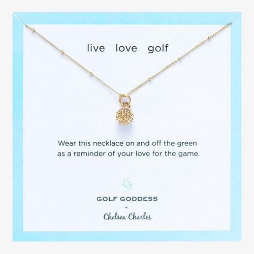Golf Goddess Gold Golf Ball Charm Necklace