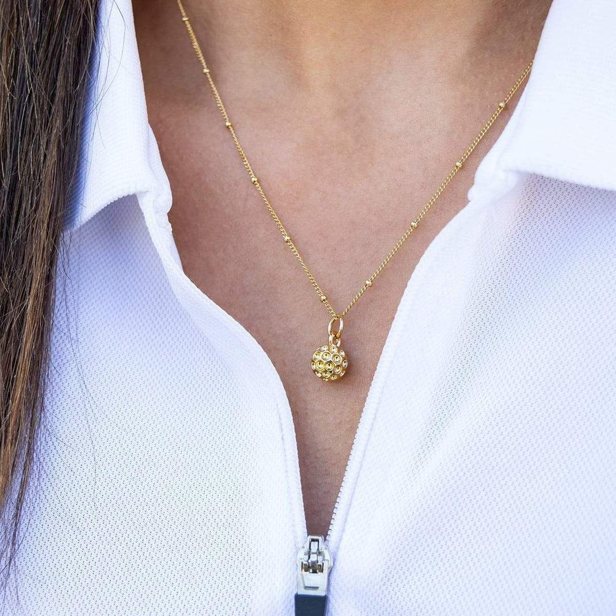 Golf Goddess Gold Golf Ball Necklace and Earrings Gift Set