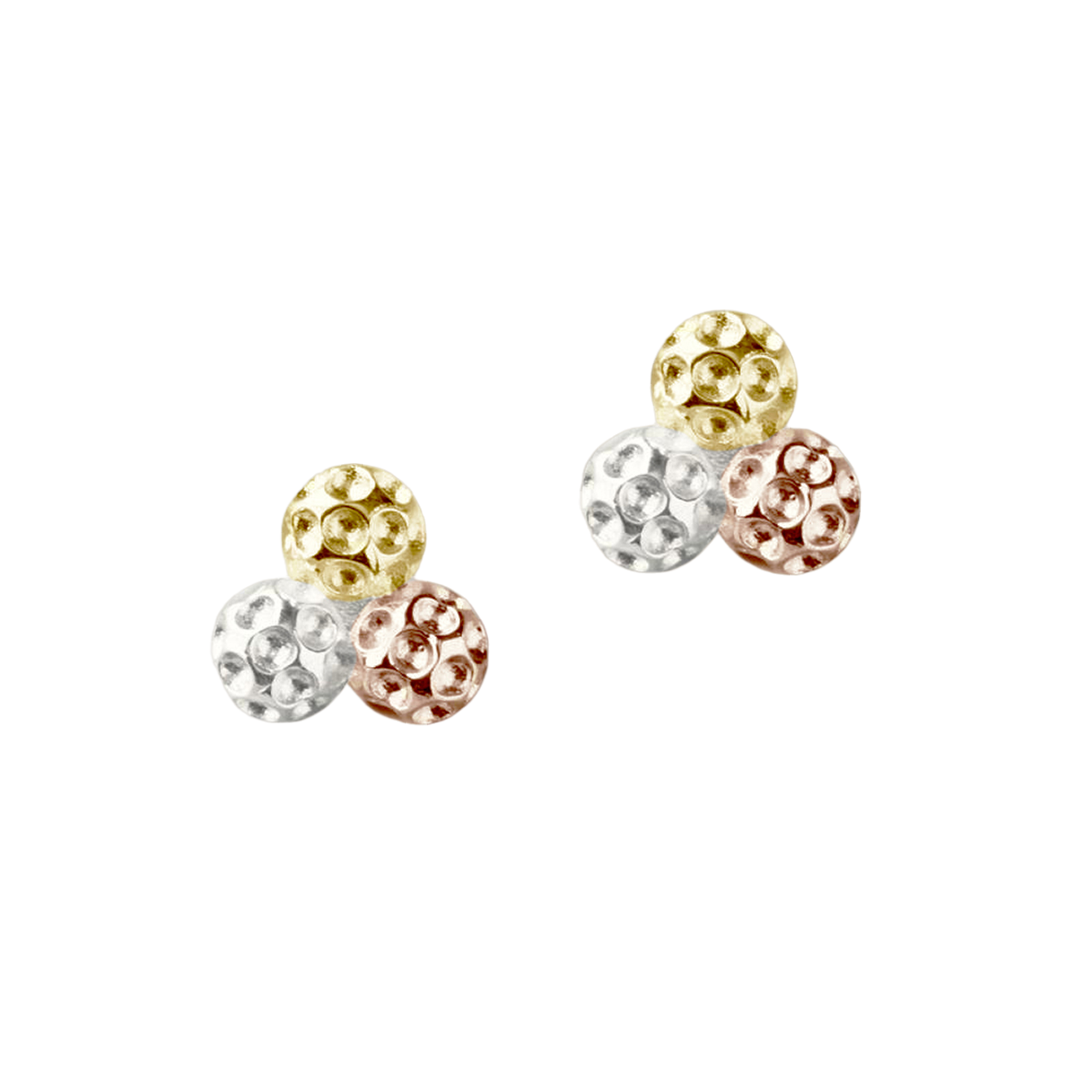 Par 3 Tricolor Golf Ball Cluster Earrings