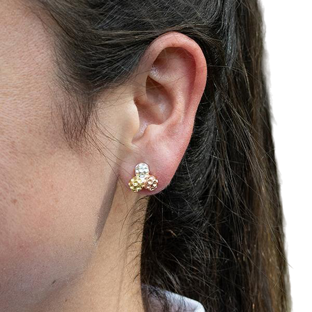 Par 3 Tricolor Golf Ball Cluster Earrings