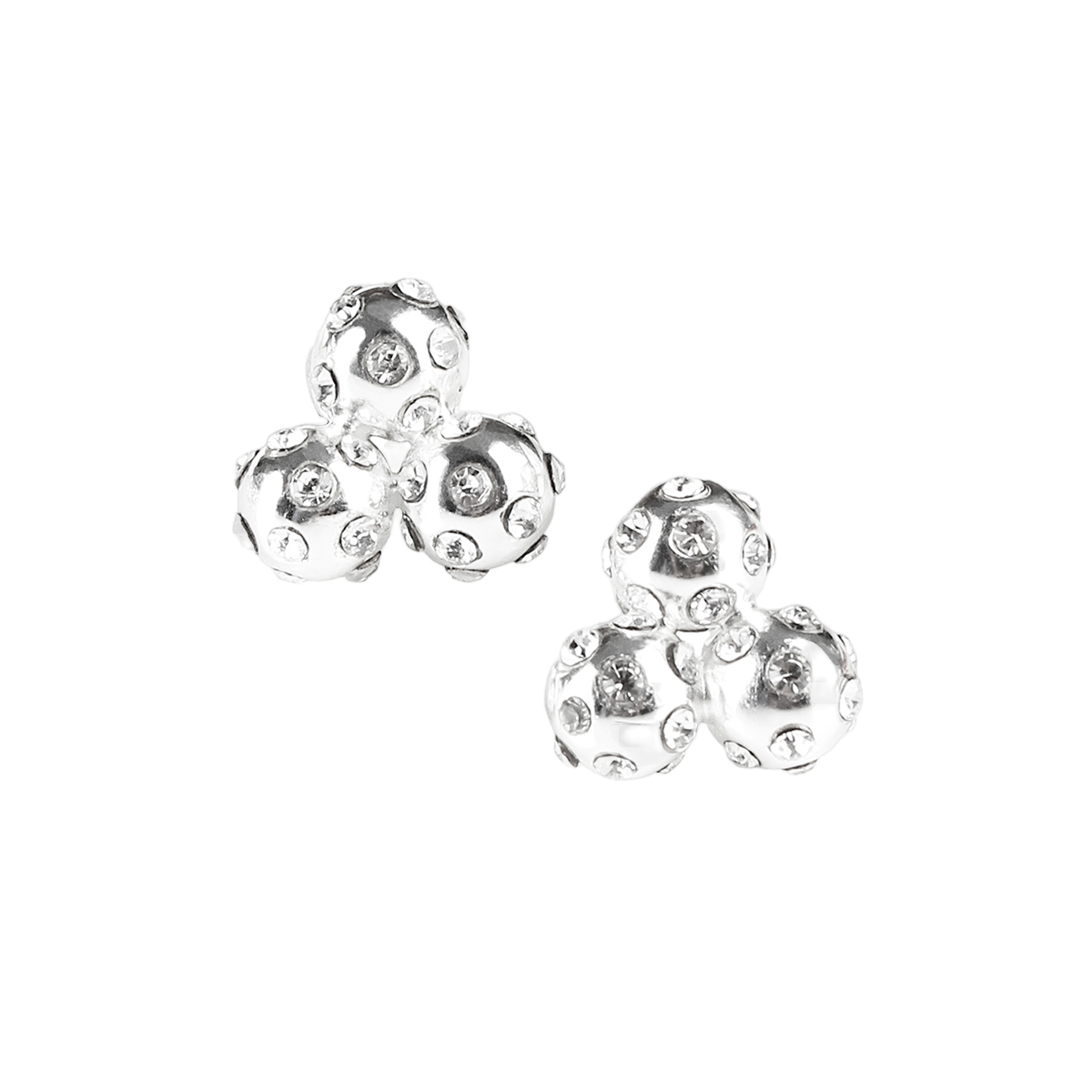 Par 3 Silver & Clear Crystal Golf Ball Cluster Earrings