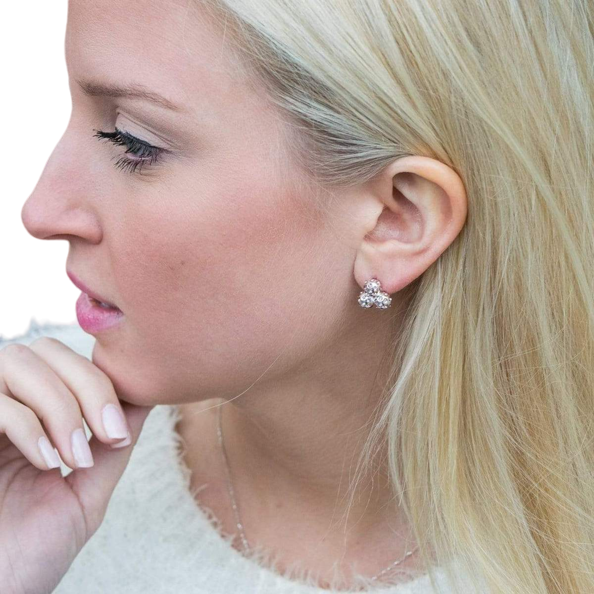 Par 3 Silver & Clear Crystal Golf Ball Cluster Earrings