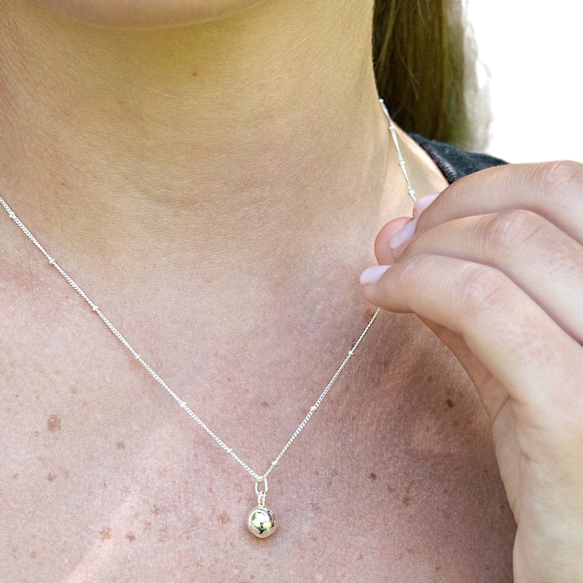 Silver Tennis Charm Necklace