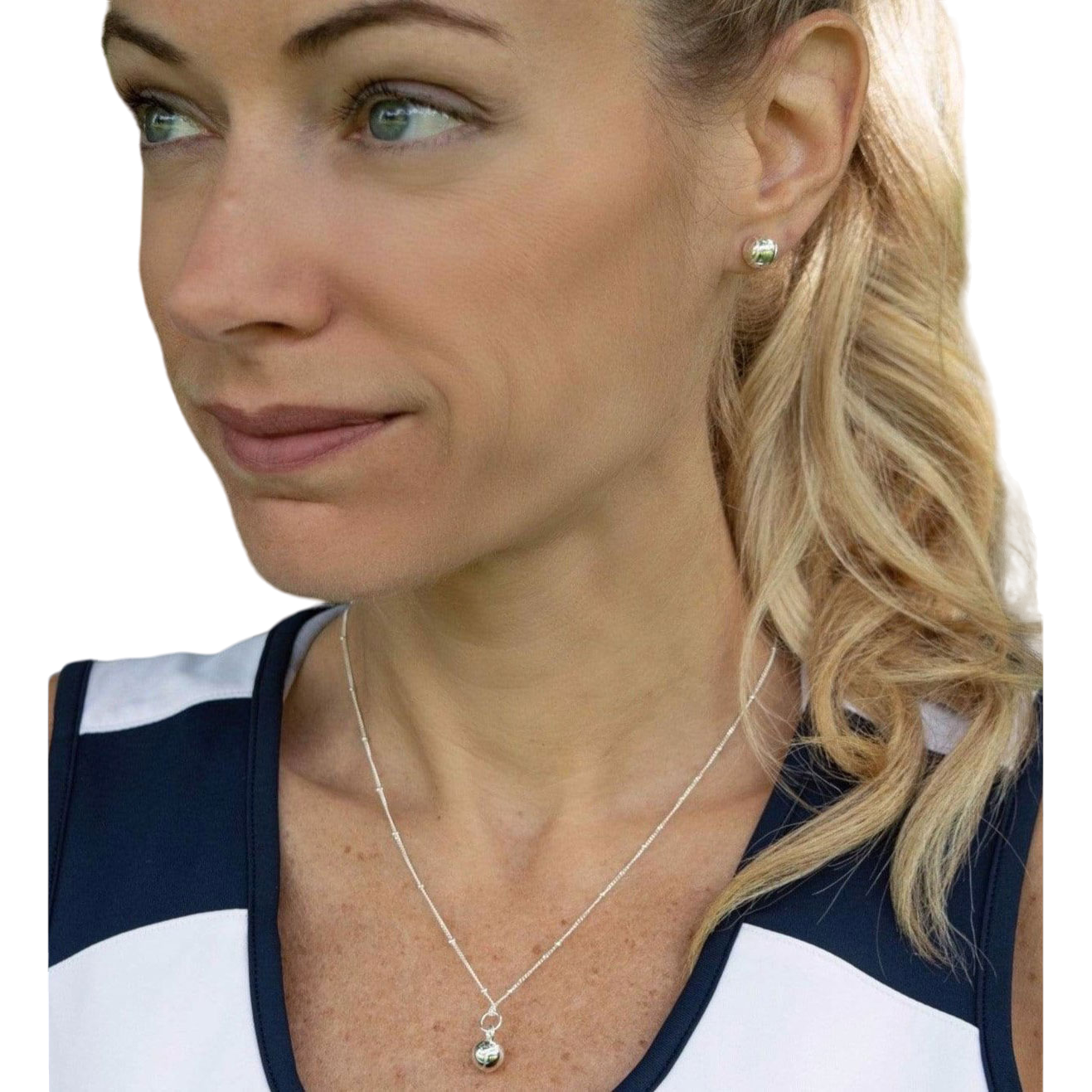 Silver Tennis Charm Necklace