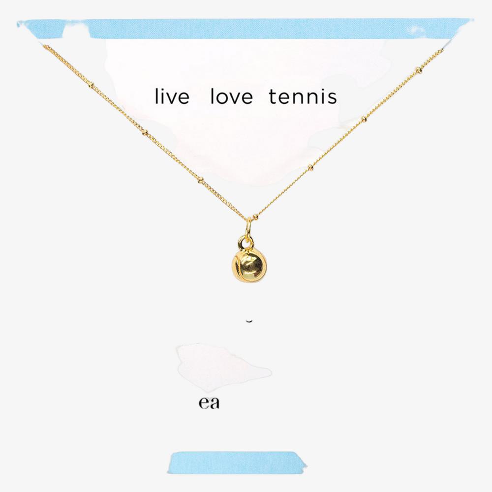 Gold Tennis Charm Necklace