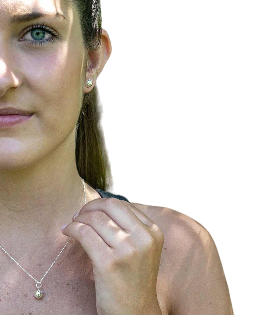 Silver Tennis Charm Necklace and Earrings Gift Set