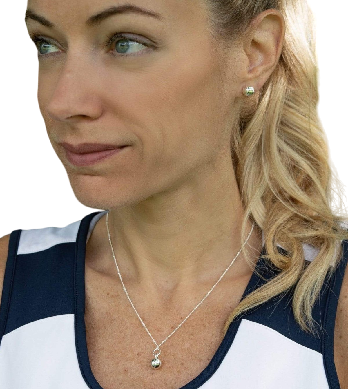 Silver Tennis Charm Necklace and Earrings Gift Set