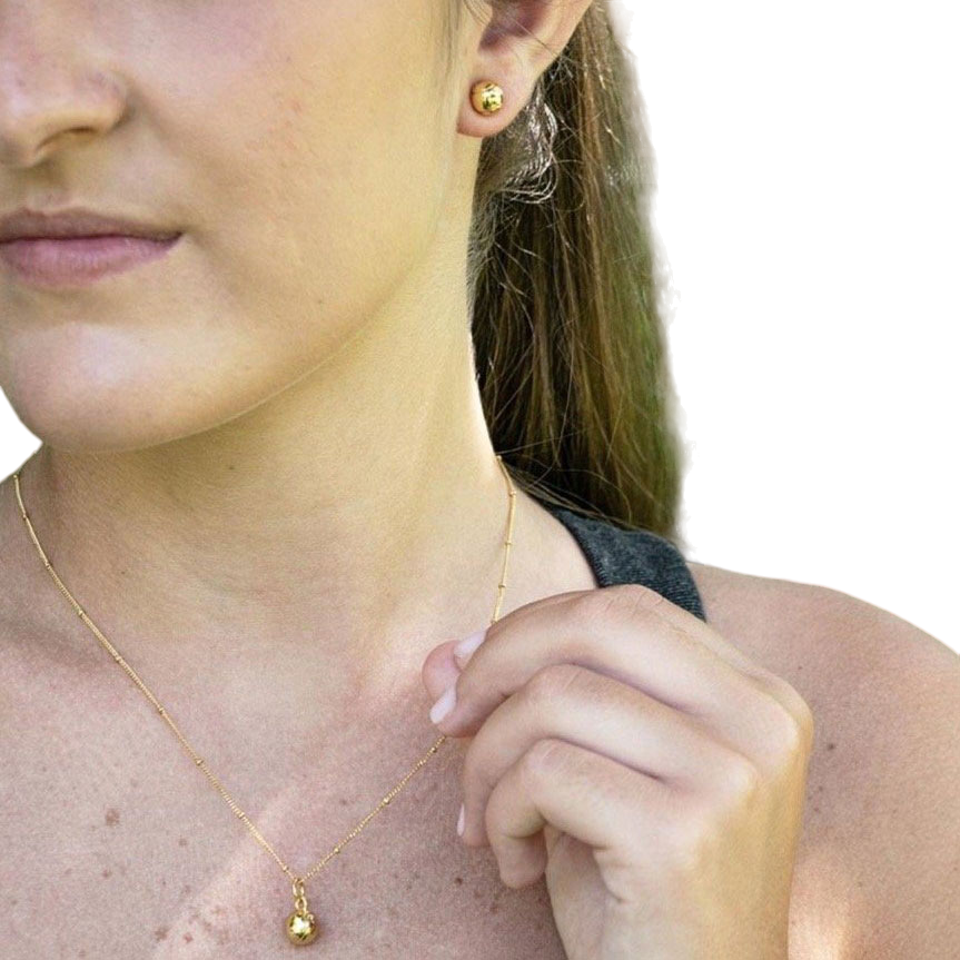 Gold Tennis Ball Earrings