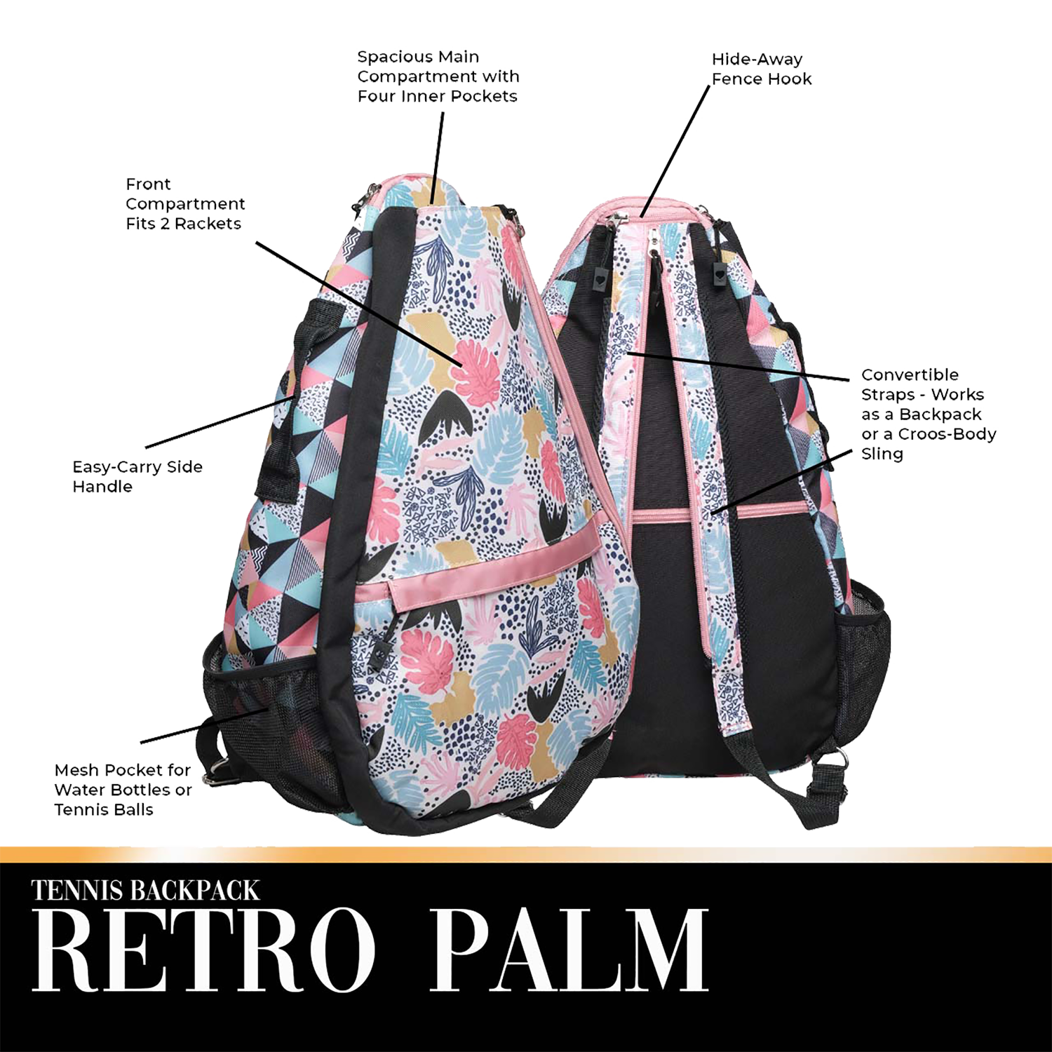 Retro Palm Tennis Backpack 22