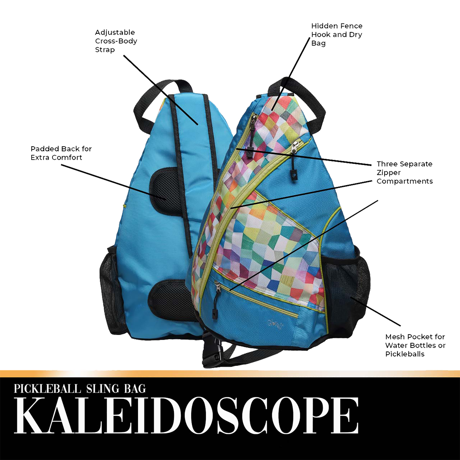 Kaleidoscope Pickle Ball Sling Bag 22
