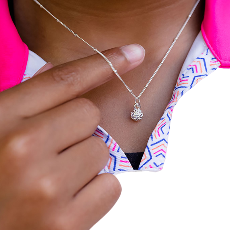 CC Sport Silver Golf Ball Charm Necklace for Little Girls & Tweens