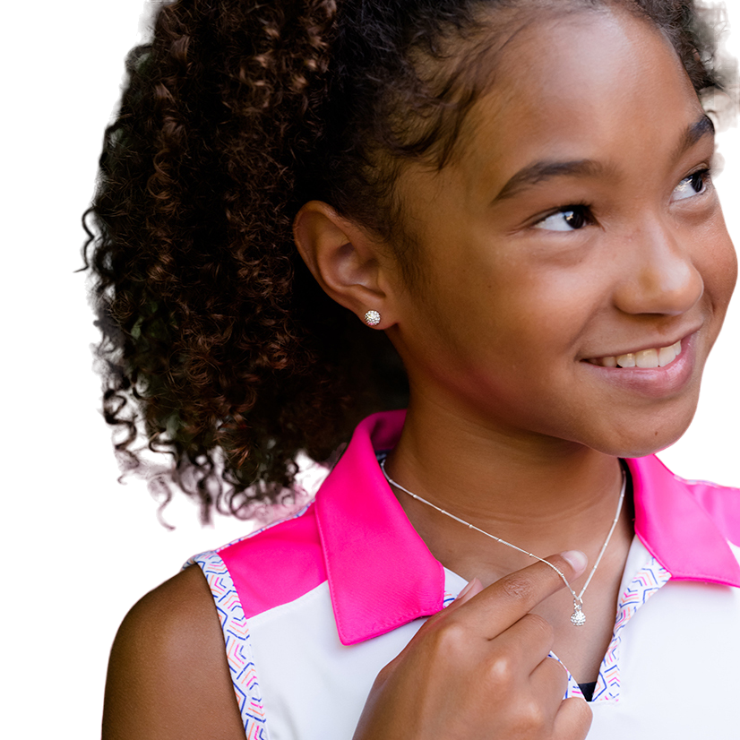 CC Sport Silver Golf Ball Charm Necklace for Little Girls & Tweens