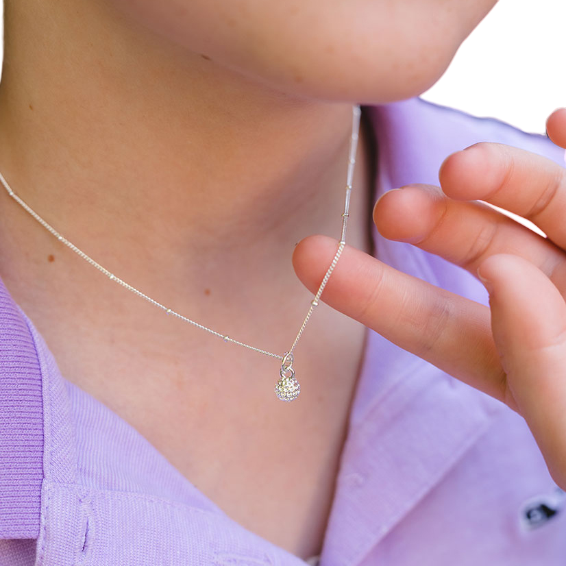 CC Sport Silver Golf Ball Charm Necklace for Little Girls & Tweens