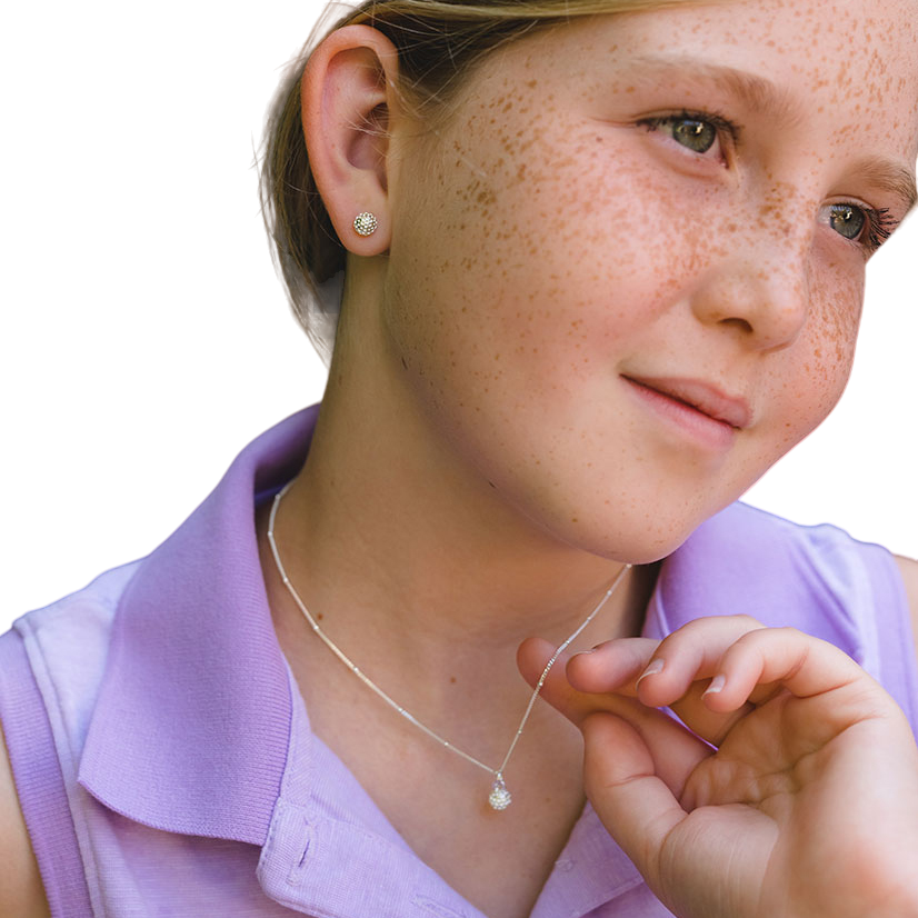 CC Sport Silver Golf Ball Necklace & Earring Set for Little Girls and Tweens