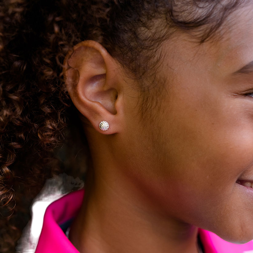 CC Sport Silver Golf Ball Earrings for Little Girls & Tweens