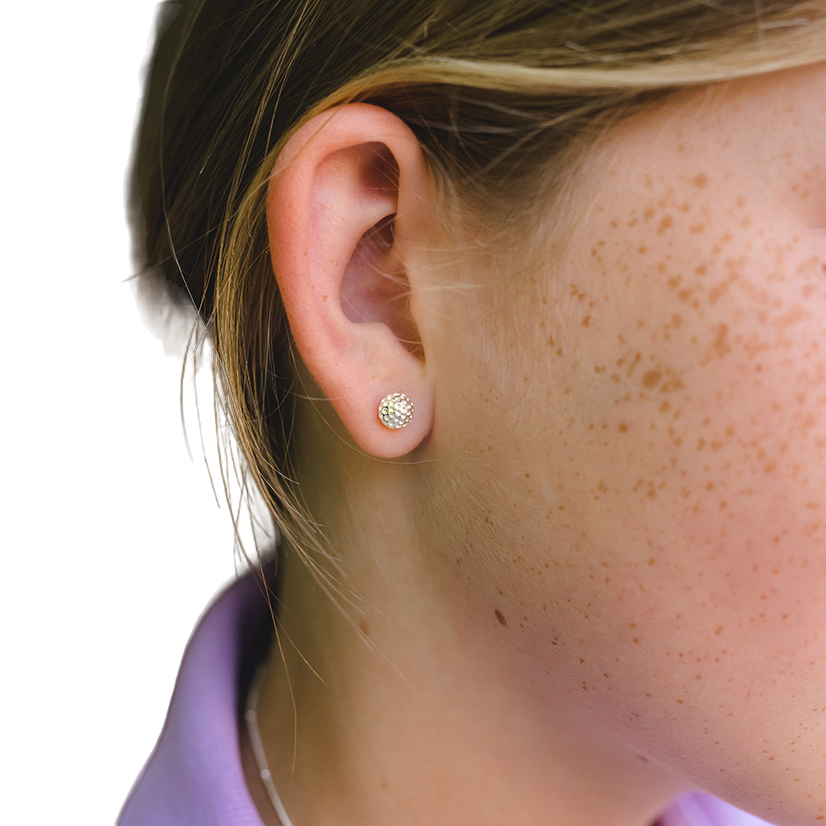 CC Sport Silver Golf Ball Earrings for Little Girls & Tweens