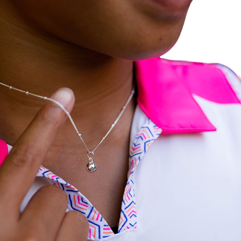 CC Sport Silver Tennis Charm Necklace for Little Girls & Tweens