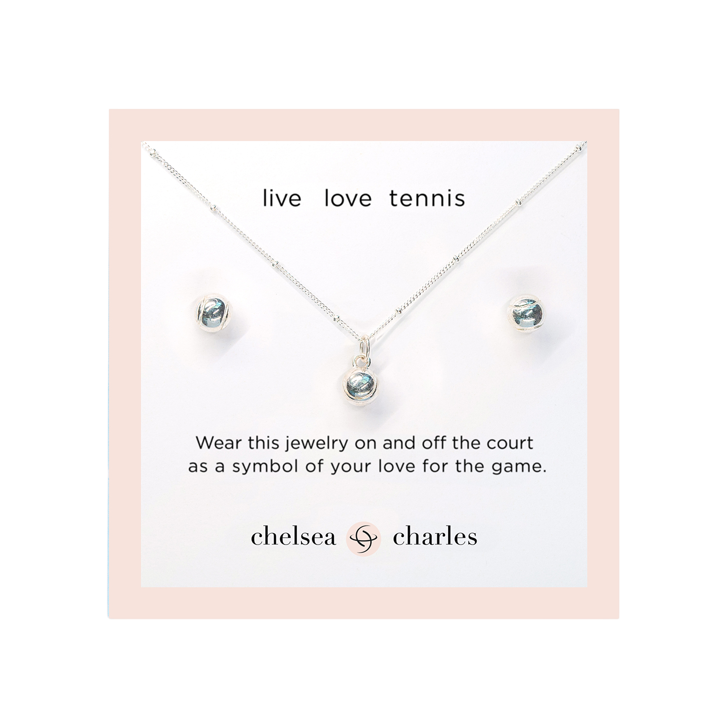 CC Sport Silver Tennis Necklace and Earrings Gift Set for Little Girls & Tweens