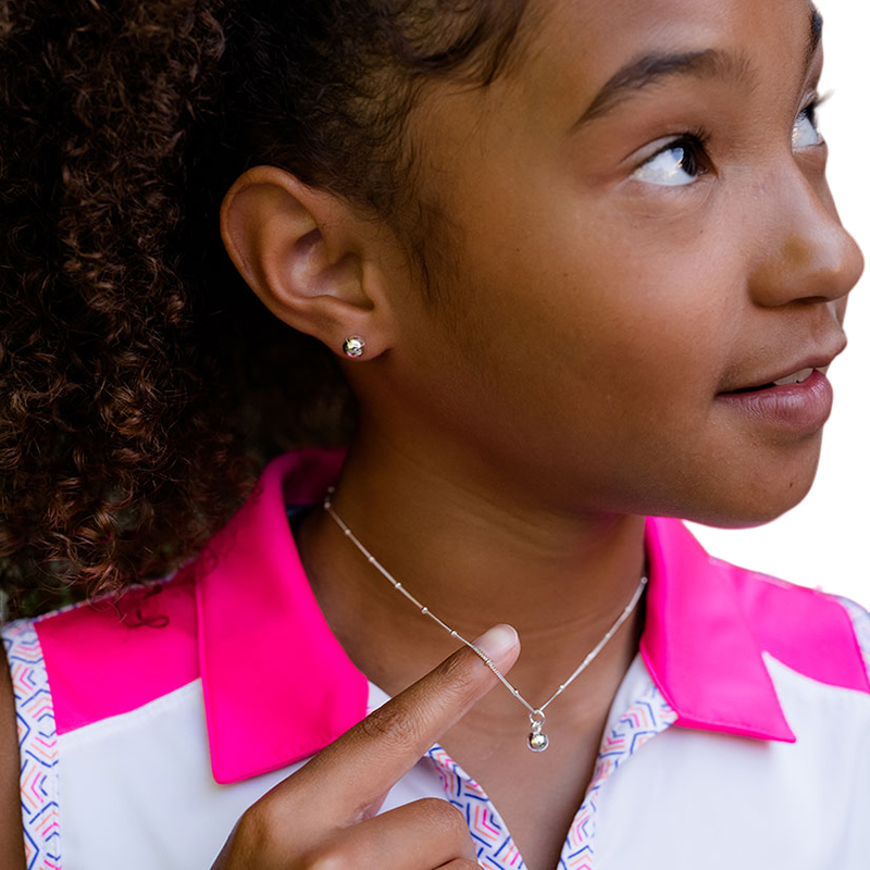 CC Sport Silver Tennis Necklace and Earrings Gift Set for Little Girls & Tweens
