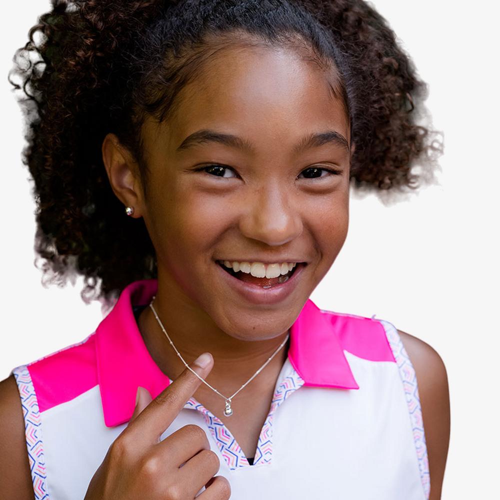 CC Sport Silver Tennis Necklace and Earrings Gift Set for Little Girls & Tweens