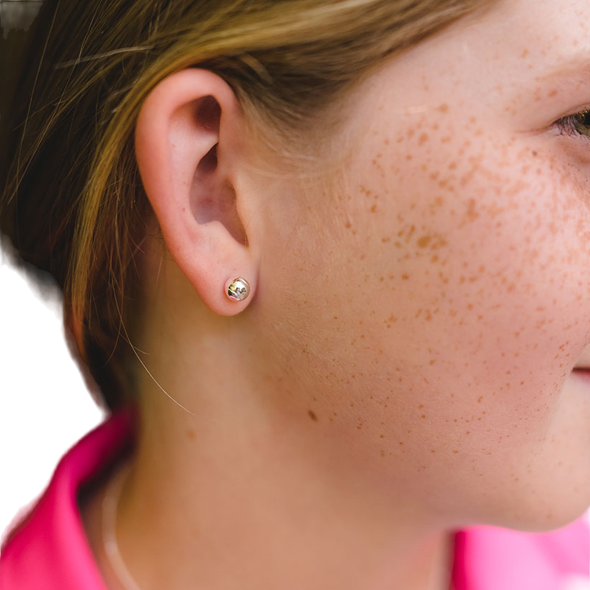 CC Sport Silver Tennis Earrings for Little Girls & Tweens