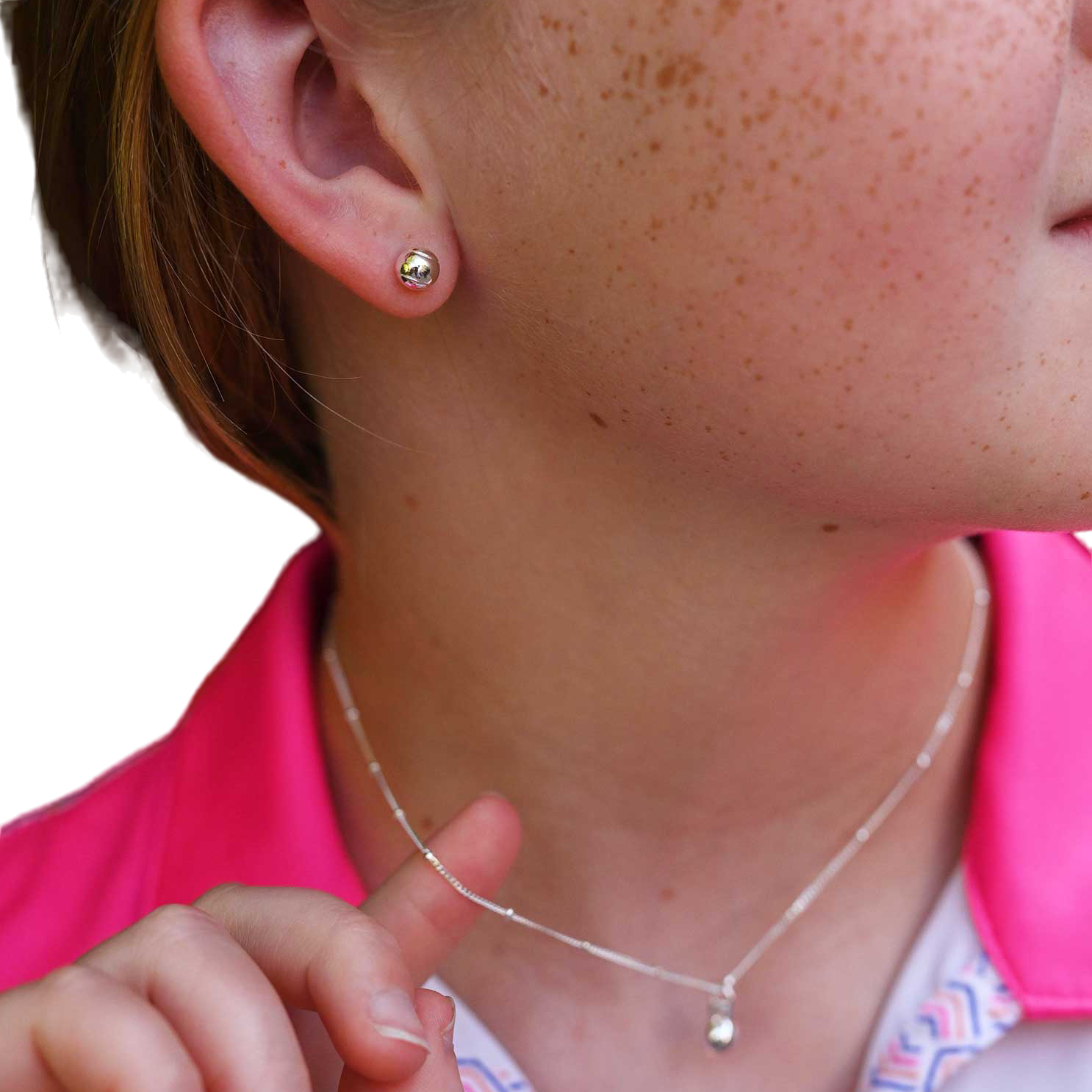 CC Sport Silver Tennis Earrings for Little Girls & Tweens