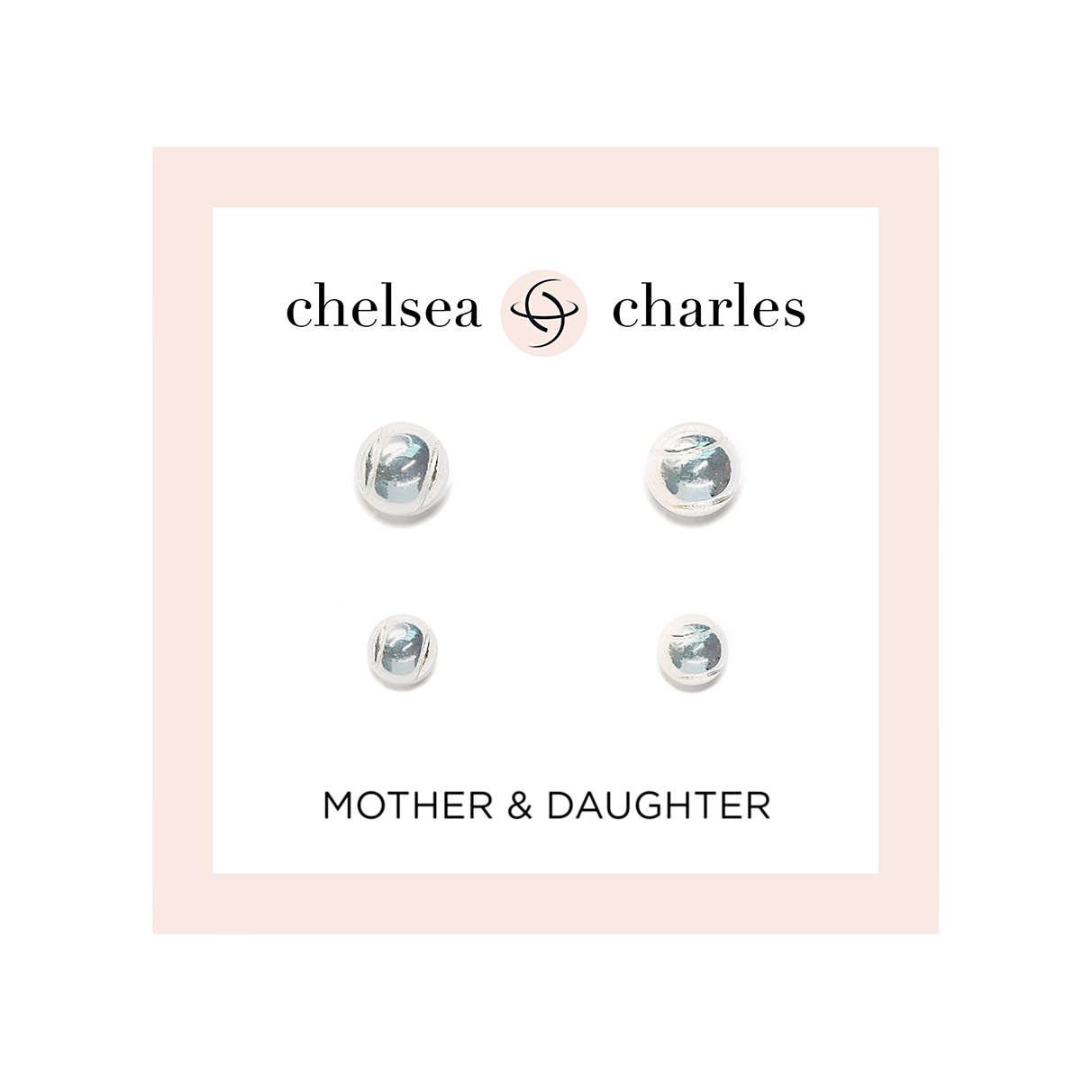CC Sport Mother & Daughter Silver Tennis Ball Earring Set