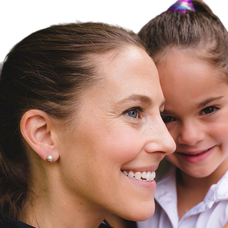 CC Sport Mother & Daughter Silver Tennis Ball Earring Set
