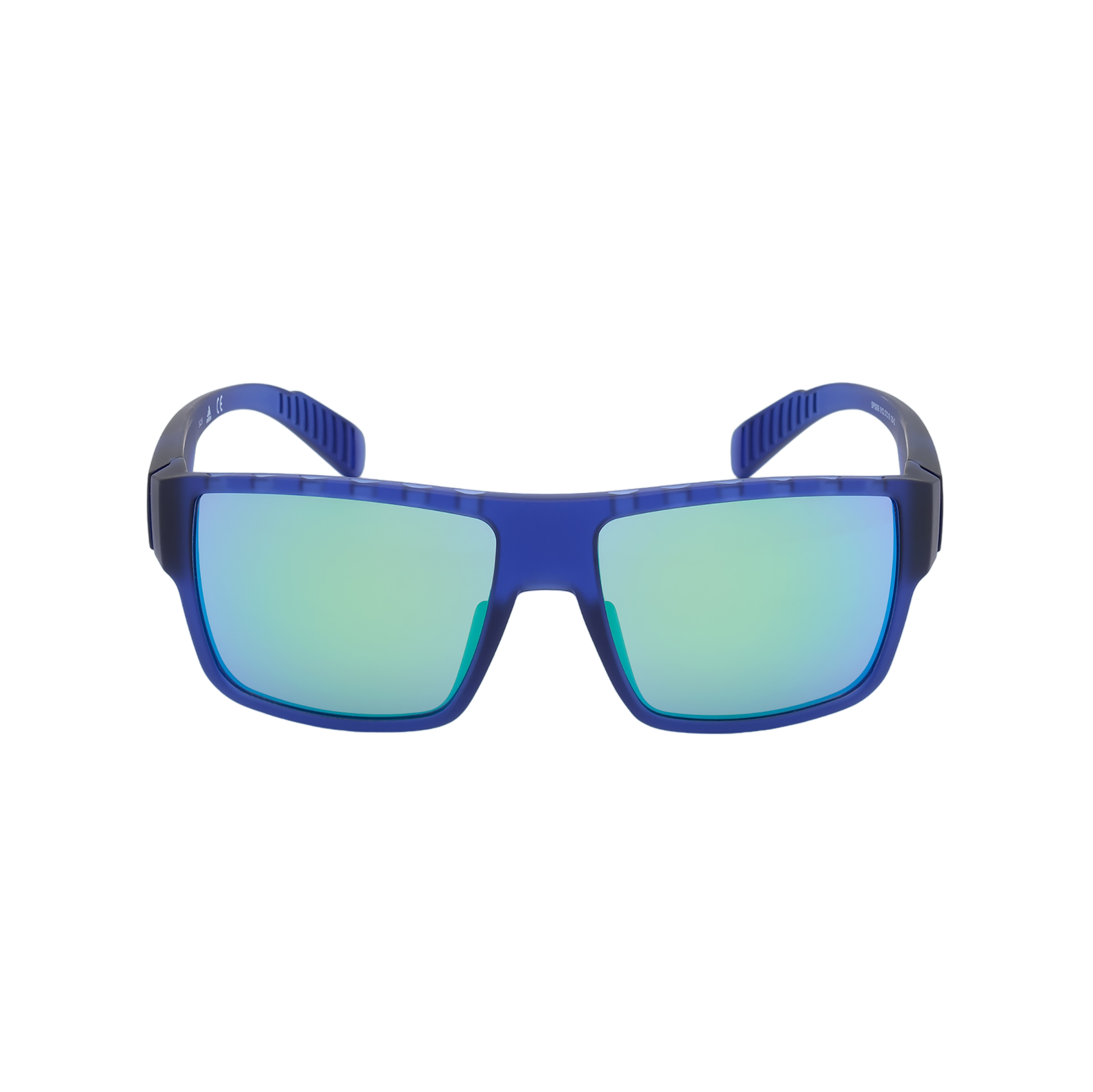 Injected Sport Flat Top Square Sunglasses w/ Green Mirror Lens