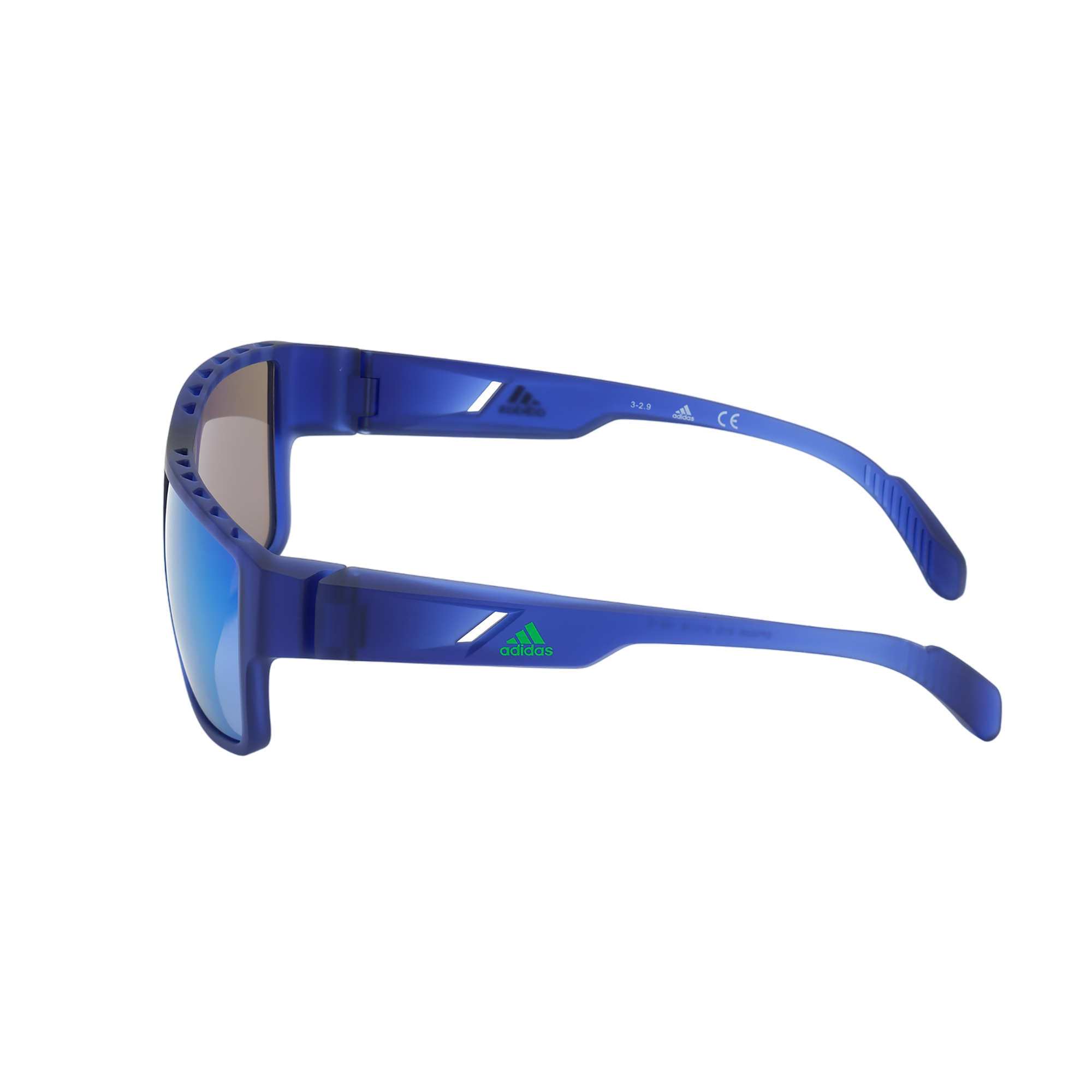 Injected Sport Flat Top Square Sunglasses w/ Green Mirror Lens