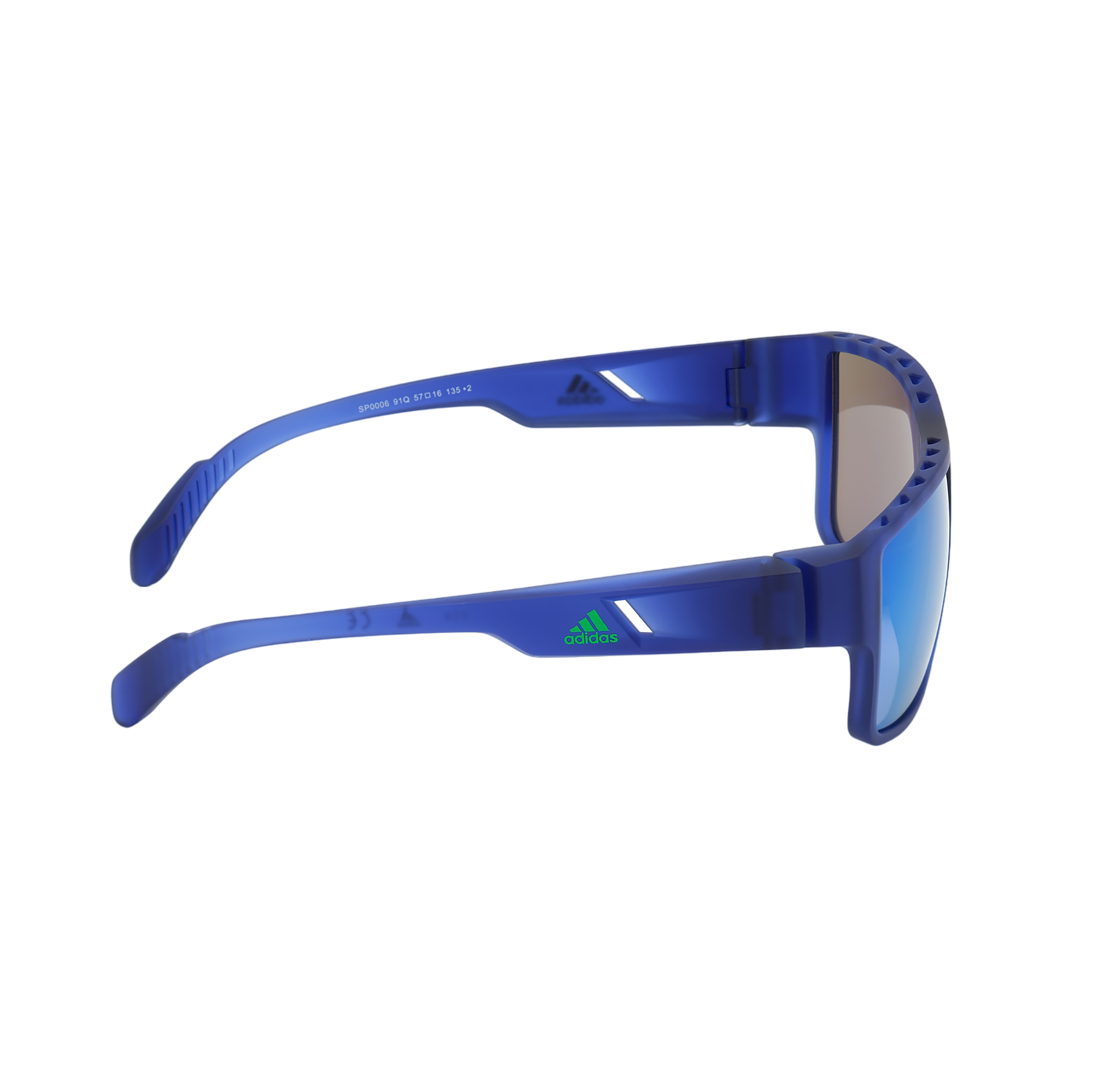 Injected Sport Flat Top Square Sunglasses w/ Green Mirror Lens