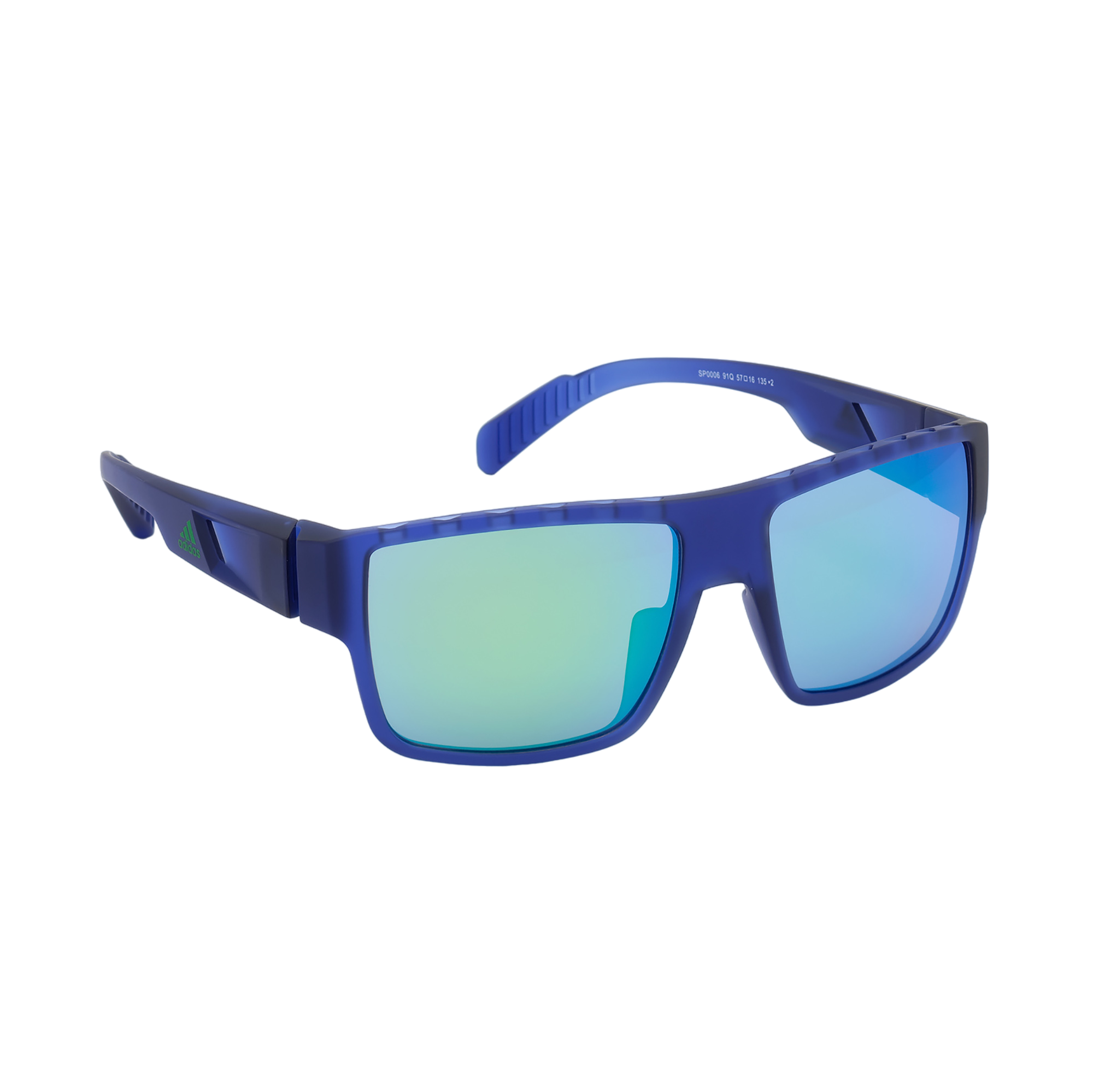 Injected Sport Flat Top Square Sunglasses w/ Green Mirror Lens
