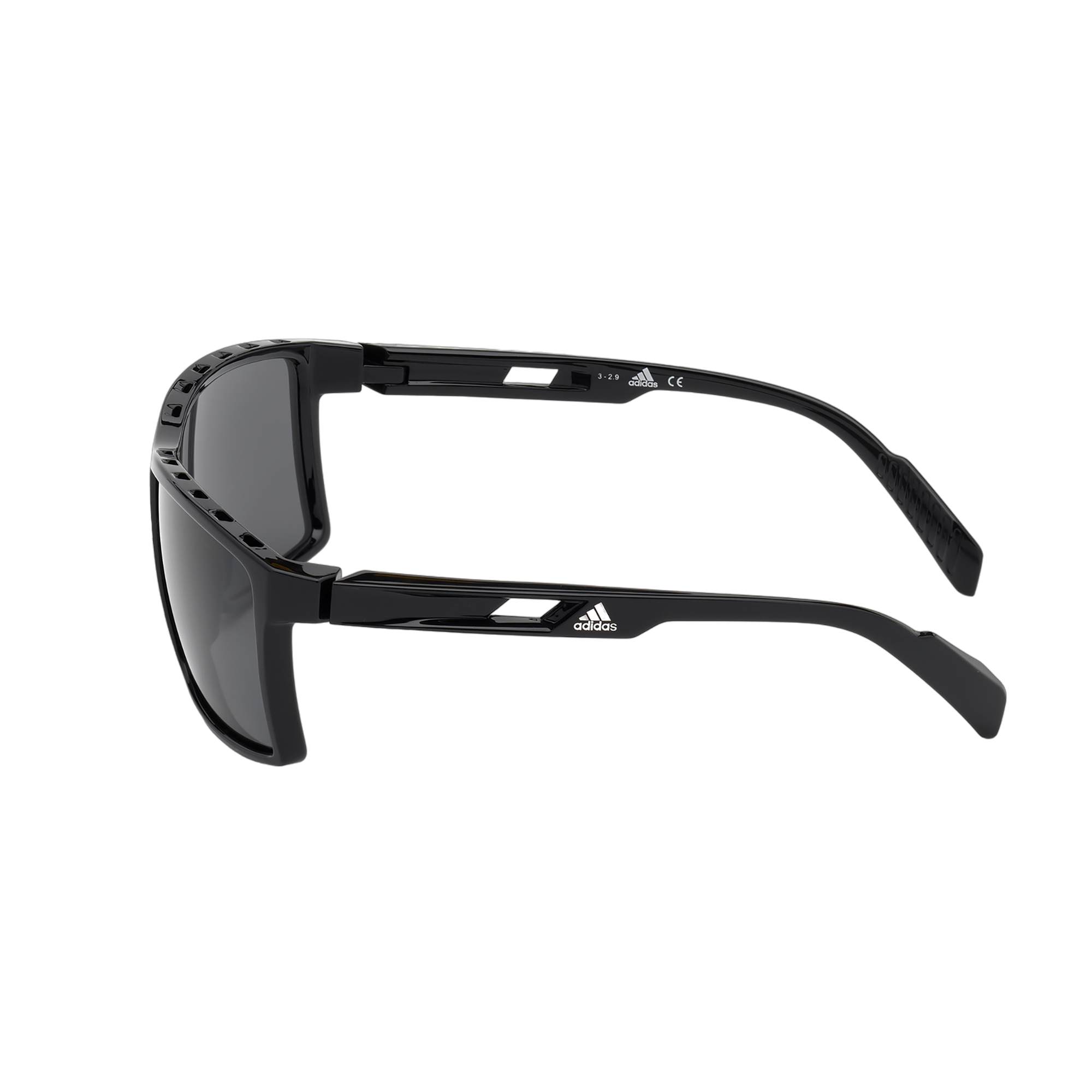Injected Sport Vented Square Frame Sunglasses w/ Smoke Polarized Lens