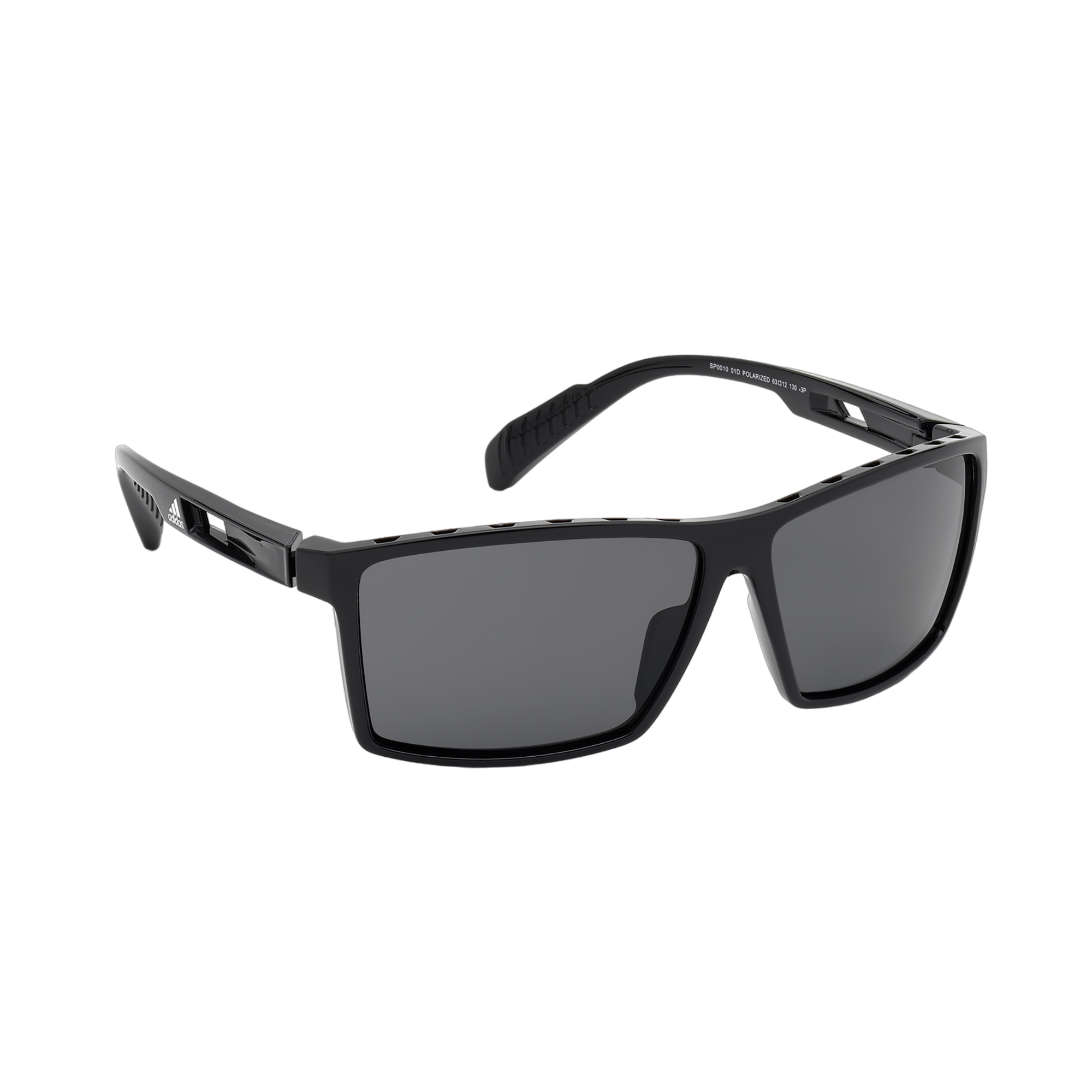 Injected Sport Vented Square Frame Sunglasses w/ Smoke Polarized Lens