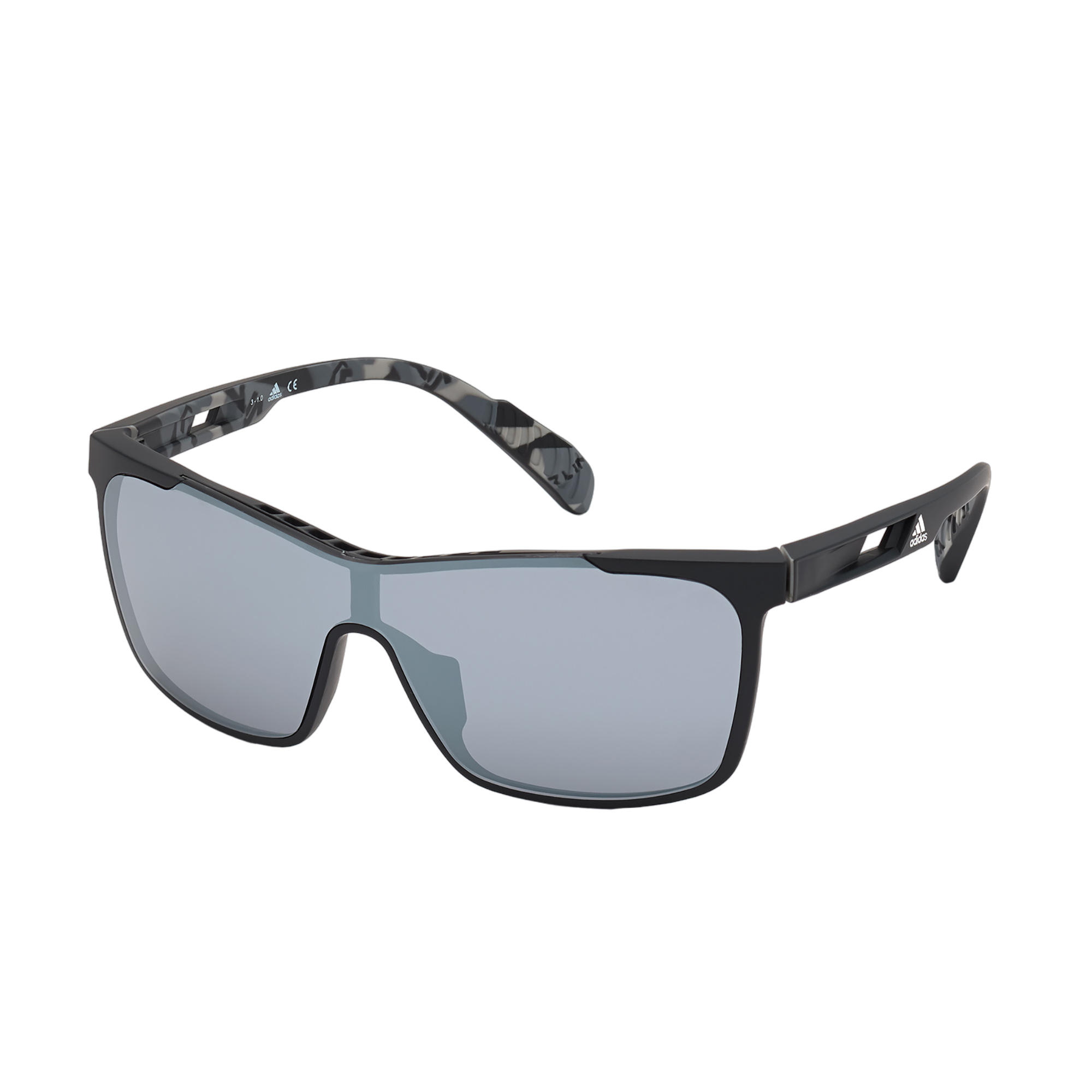 Injected Sport Thin Wrap Shield Sunglasses w/ Smoke Mirror Lens